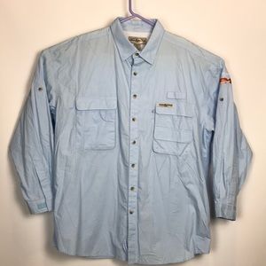 2XL Hook & Tackle L/S Blue Vented Fishing Shirt